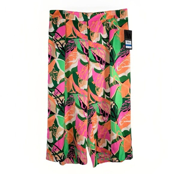 NWT Nine West Floral Culottes Pants Size XL Wide Leg Pull On Trouser Tropical - Picture 1 of 16
